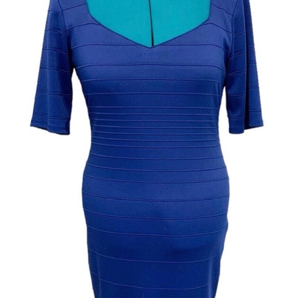 MICHELE BOHBOT, CERULEAN DRESS.          SIZE: 14 - Picture 2 of 16